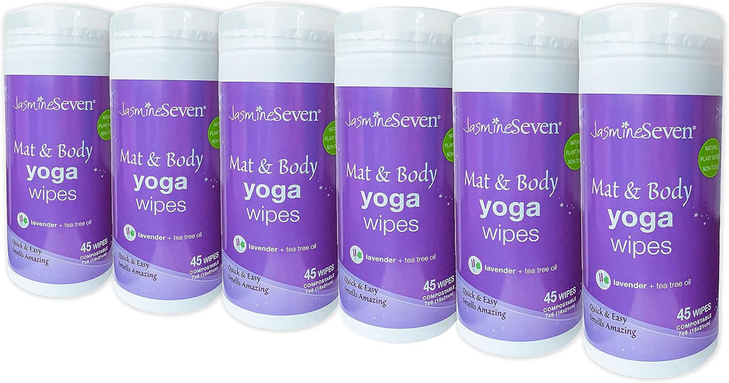 Yoga Wipes for Mat and Body, Case of 6, Natural Lavender and Tea Tree H42382