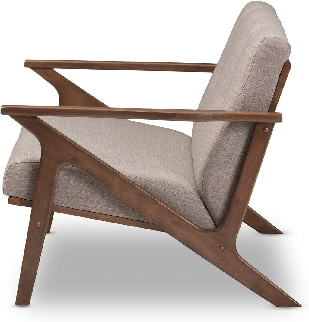 Walnut Wood Light Grey Fabric Tufted 2-Seater Loveseat C44261