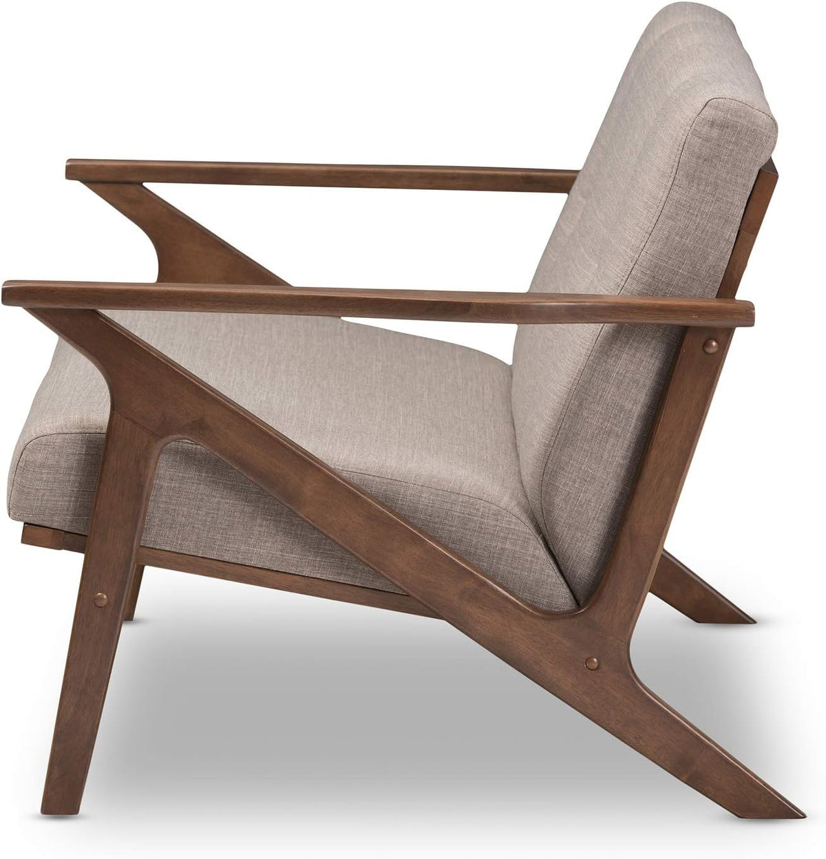 Walnut Wood Light Grey Fabric Tufted 2-Seater Loveseat C44261