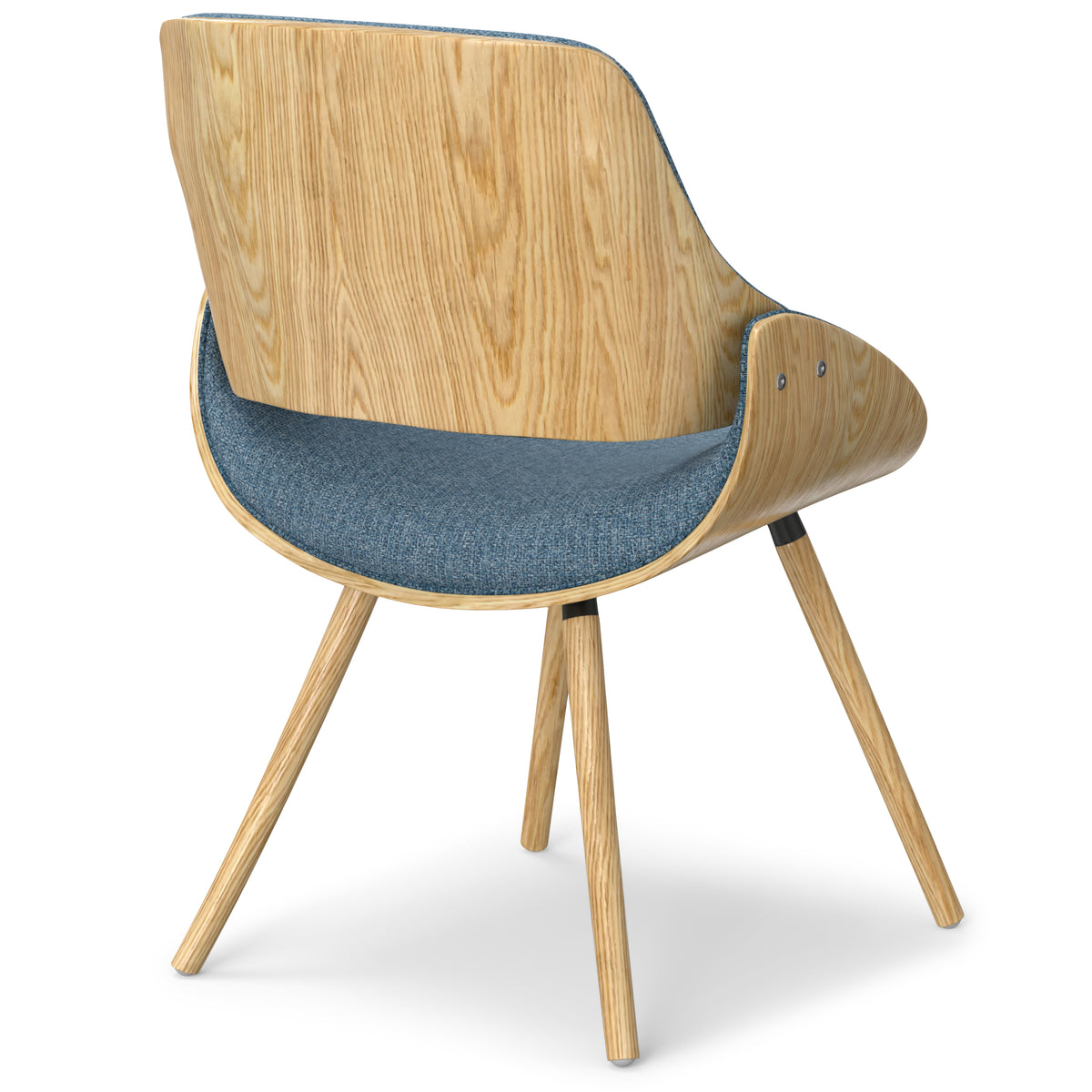 Denim Blue Polyester Linen Bentwood Dining Chair Y9872