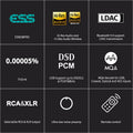 Silver Full Balanced HiFi DAC DSD1024 PCM768kHz Bluetooth 5.0 RCA XLR USB Preamp Decoder Z1525