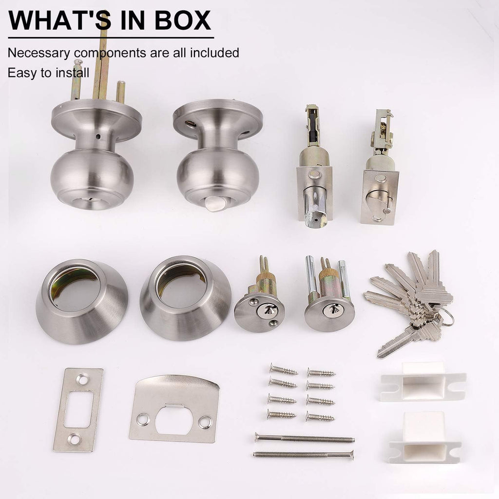 10 Sets Keyed Alike Door Handleset with Deadbolt, Satin Nickel Entry Door Knob with Double Cylinder Deadbolt F96057