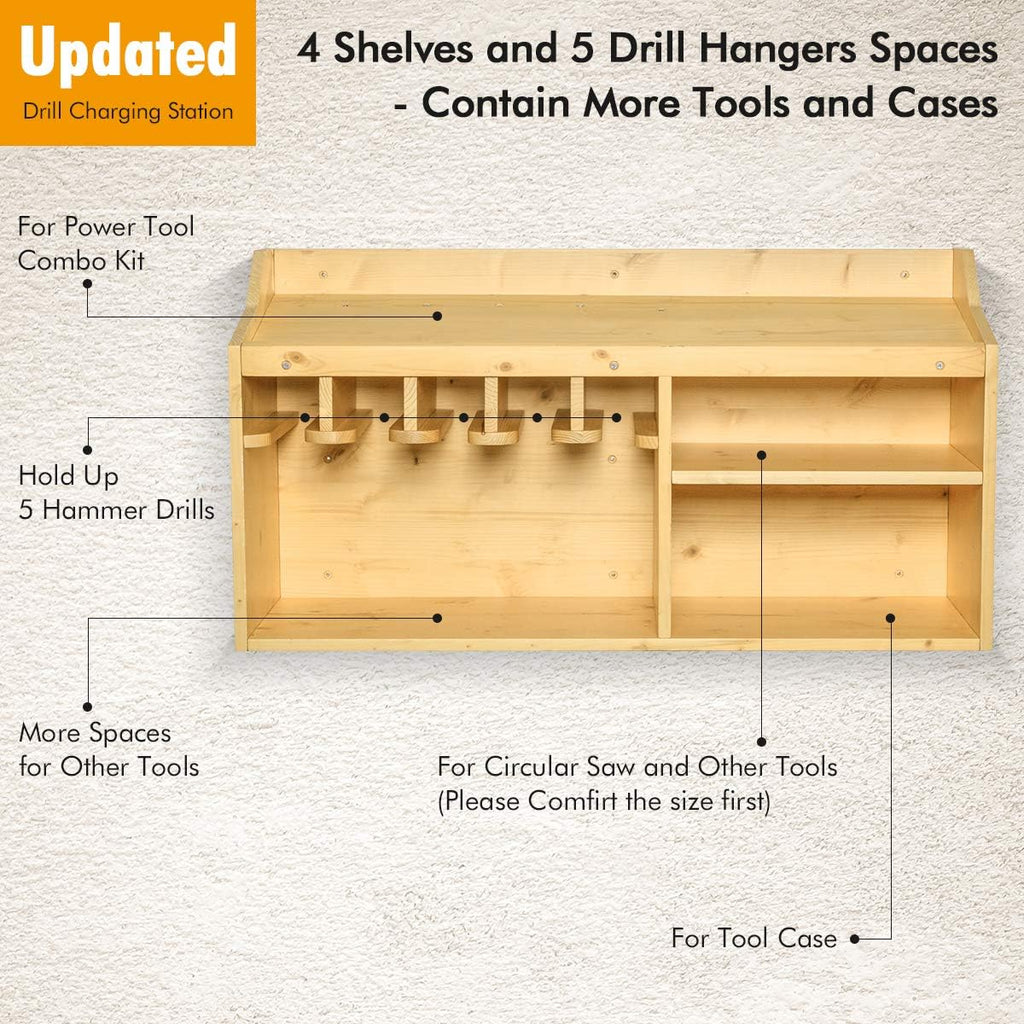 Wall Mount Drill Charging Station with 5 Hanging Slots L431890