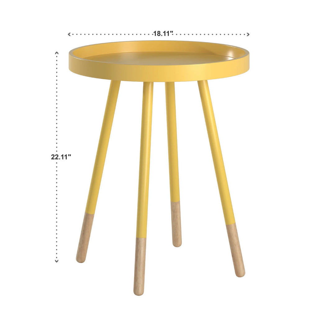 Yellow Round Bentwood Top End Table W25433