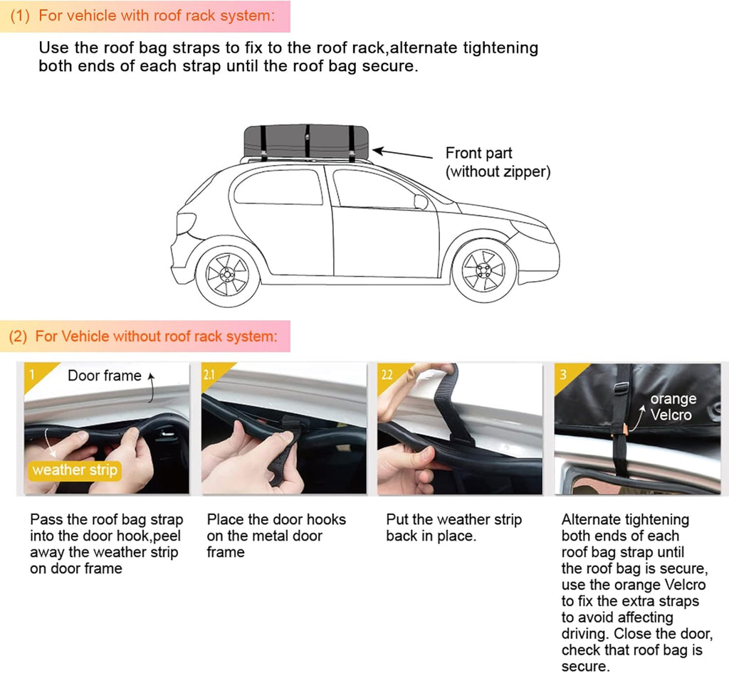 20 Cubic Feet Waterproof Soft Shell Rooftop Cargo Carrier with Reflective Strip and Anti-Slip Mat Q3295