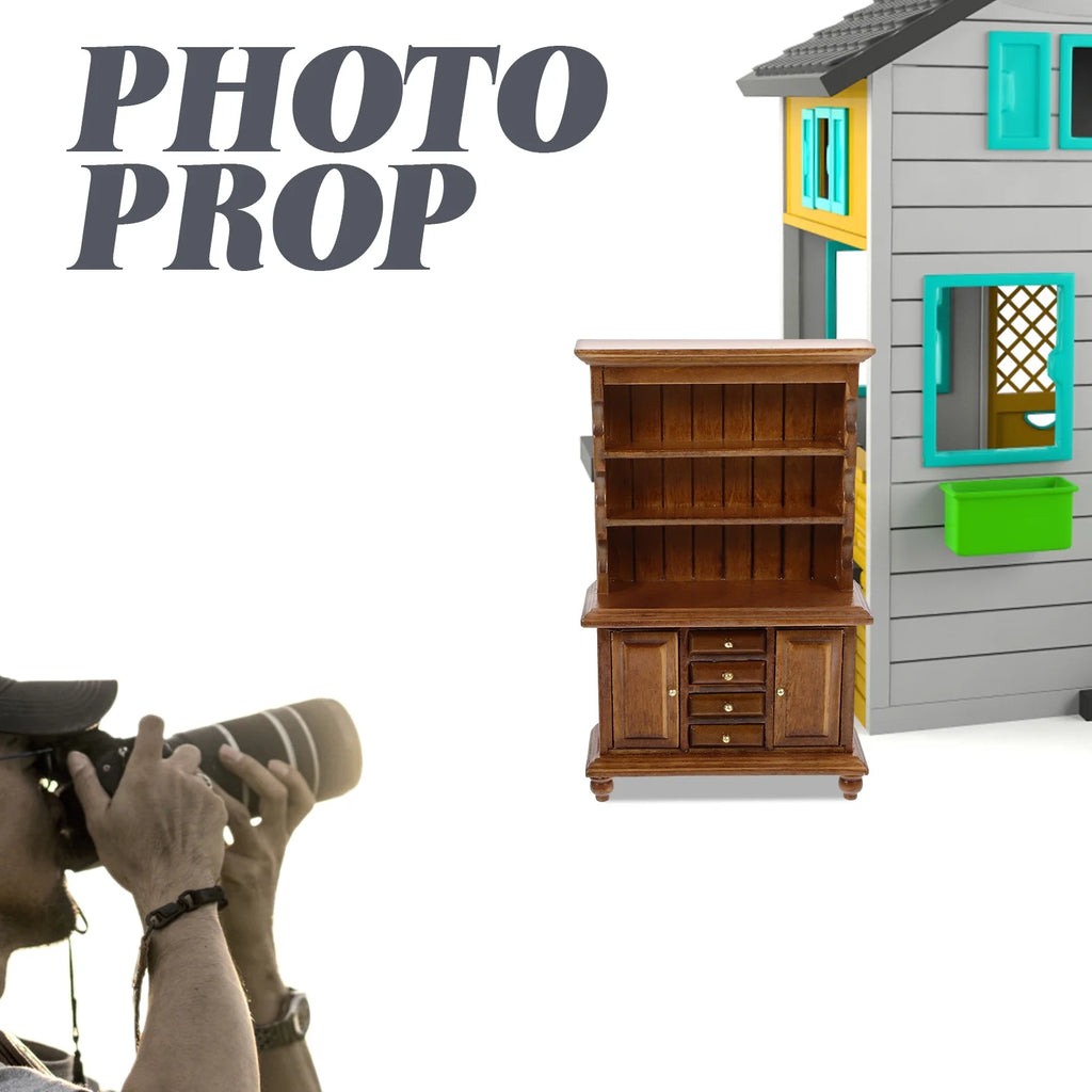 Walnut Color Wood Dollhouse Bookcase E959727