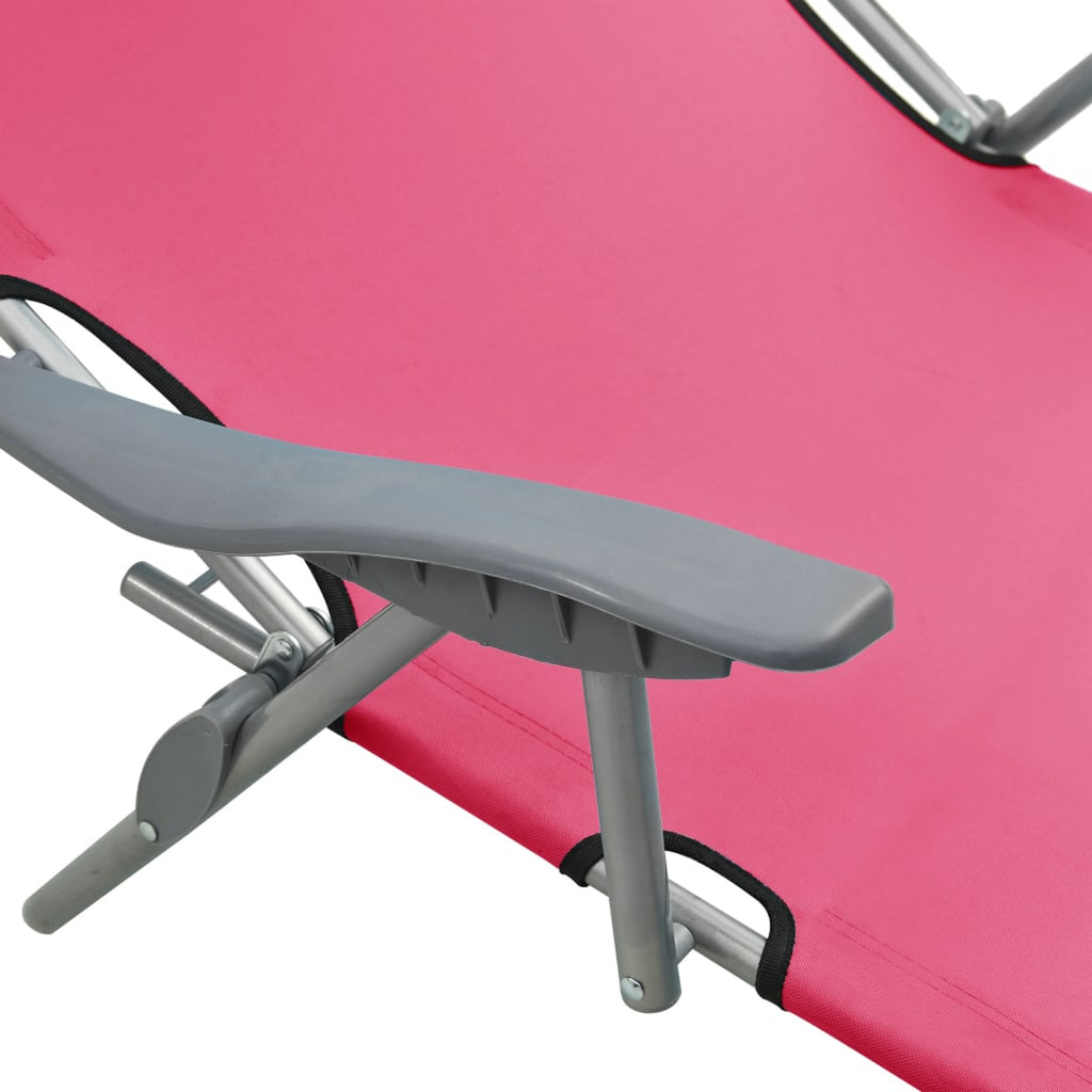Pink Steel Sun Lounger with Canopy C3071