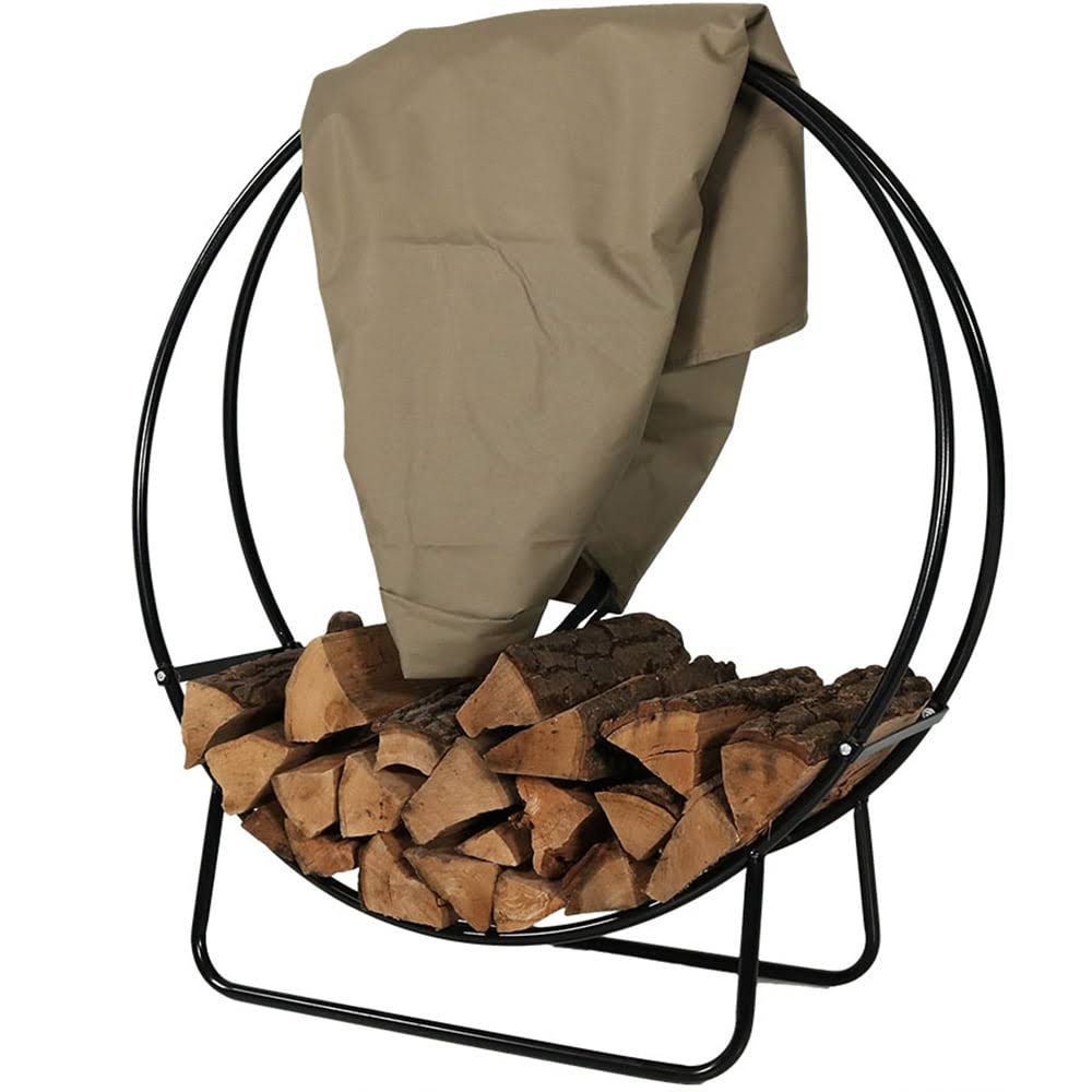 Khaki Steel Firewood Log Hoop with Cover P227