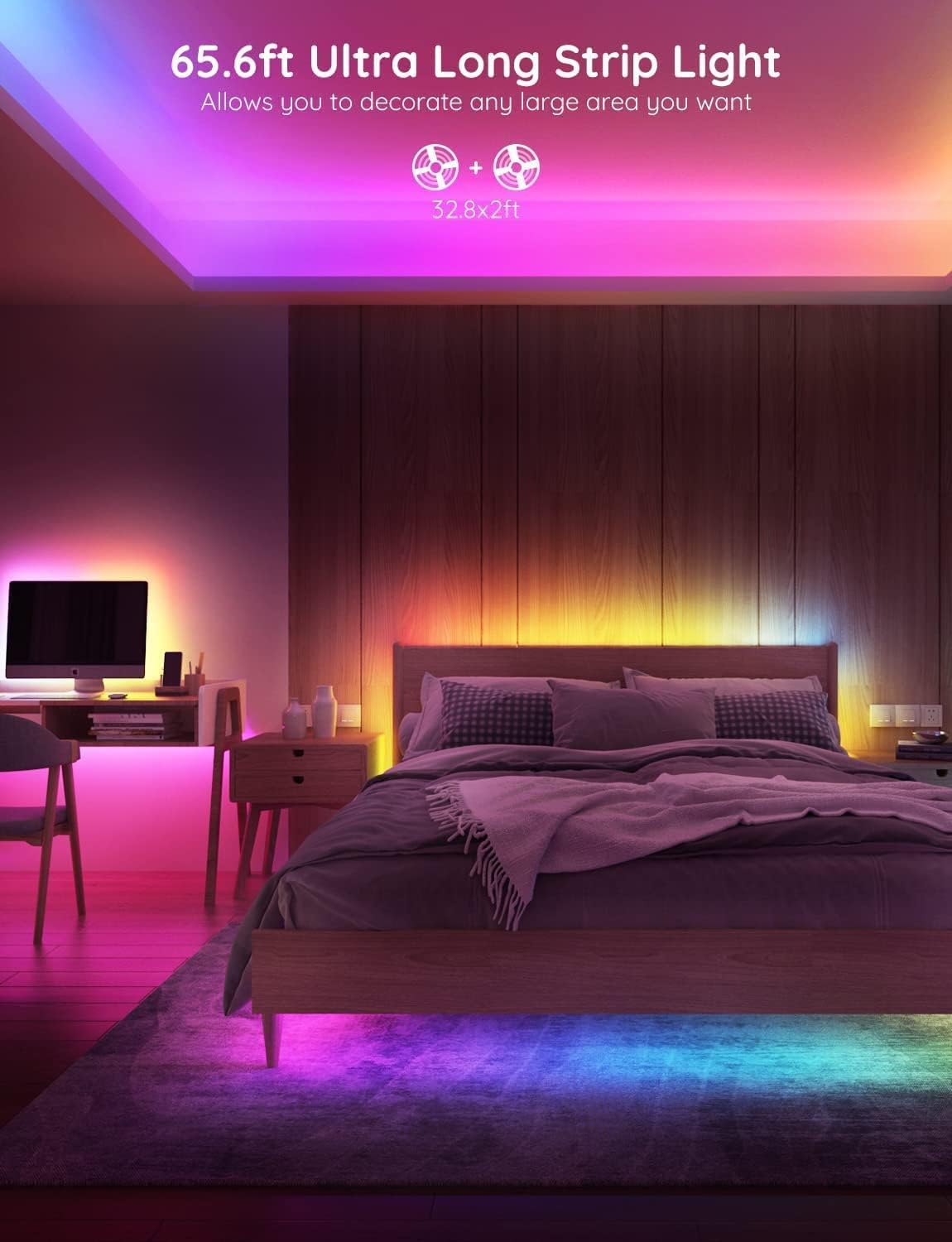 65.6ft RGBIC Smart WiFi LED Light Strip Pack of 2 Z741541
