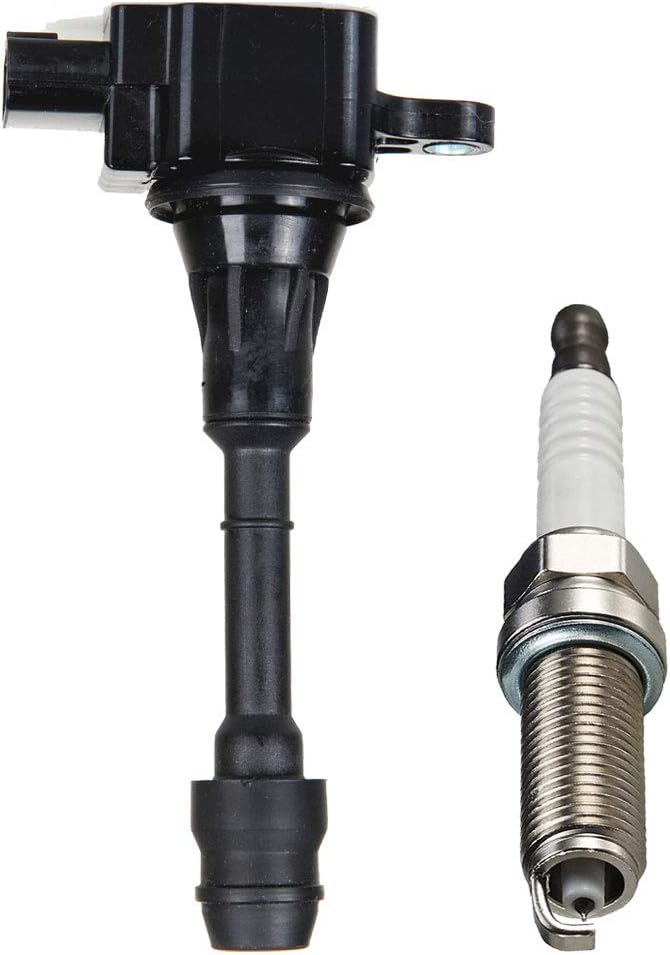 Set of 4 Platinum Spark Plug and 4 Ignition Coil Pack Compatible with Nissan 2.5L DOHC S230