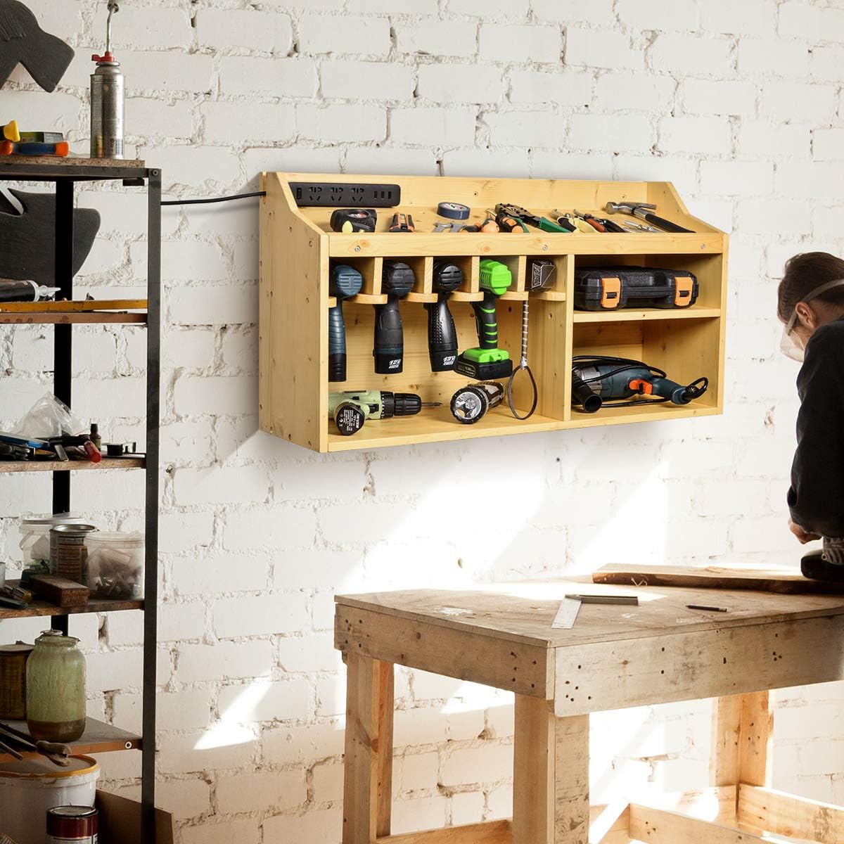 Wall Mount Drill Charging Station with 5 Hanging Slots L431890