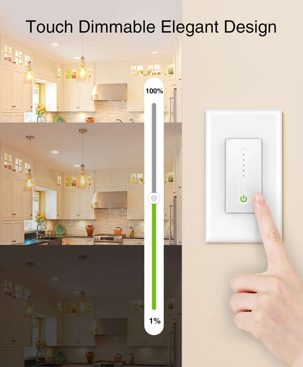 Smart Dimmer Switch Single-Pole 2.4Ghz Wi-Fi Light Switch UL Certified Neutral Wire Required 4 Pack C90313