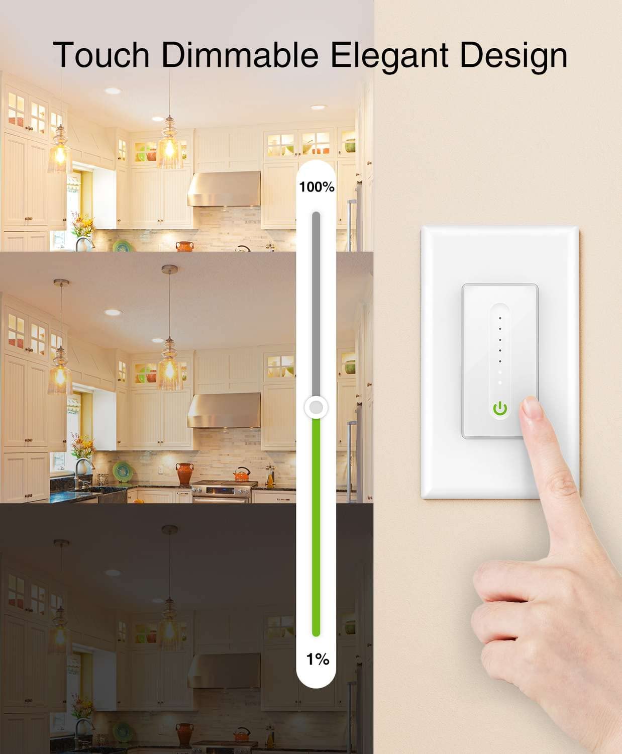 Smart Dimmer Switch Single-Pole 2.4Ghz Wi-Fi Light Switch UL Certified Neutral Wire Required 4 Pack C90313
