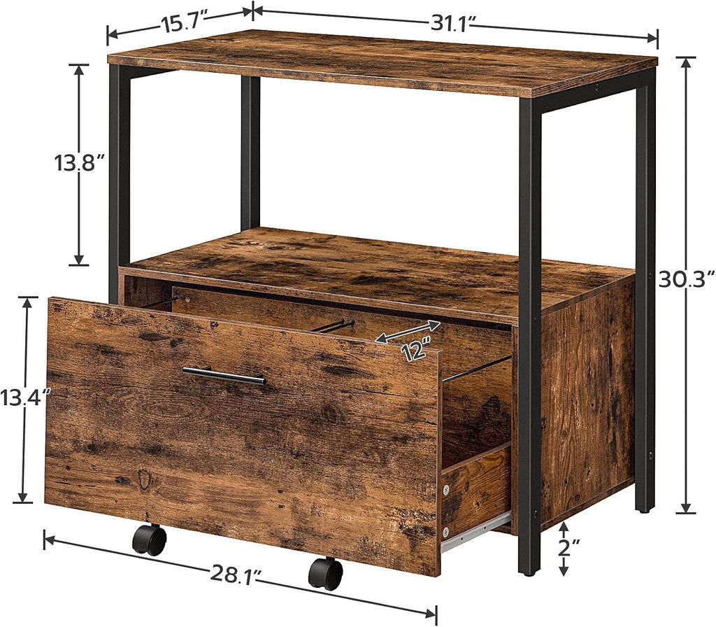 Rustic Brown Lateral File Cabinet with Storage Shelves Z185045