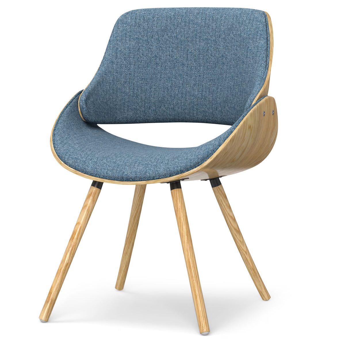Denim Blue Polyester Linen Bentwood Dining Chair Y9872