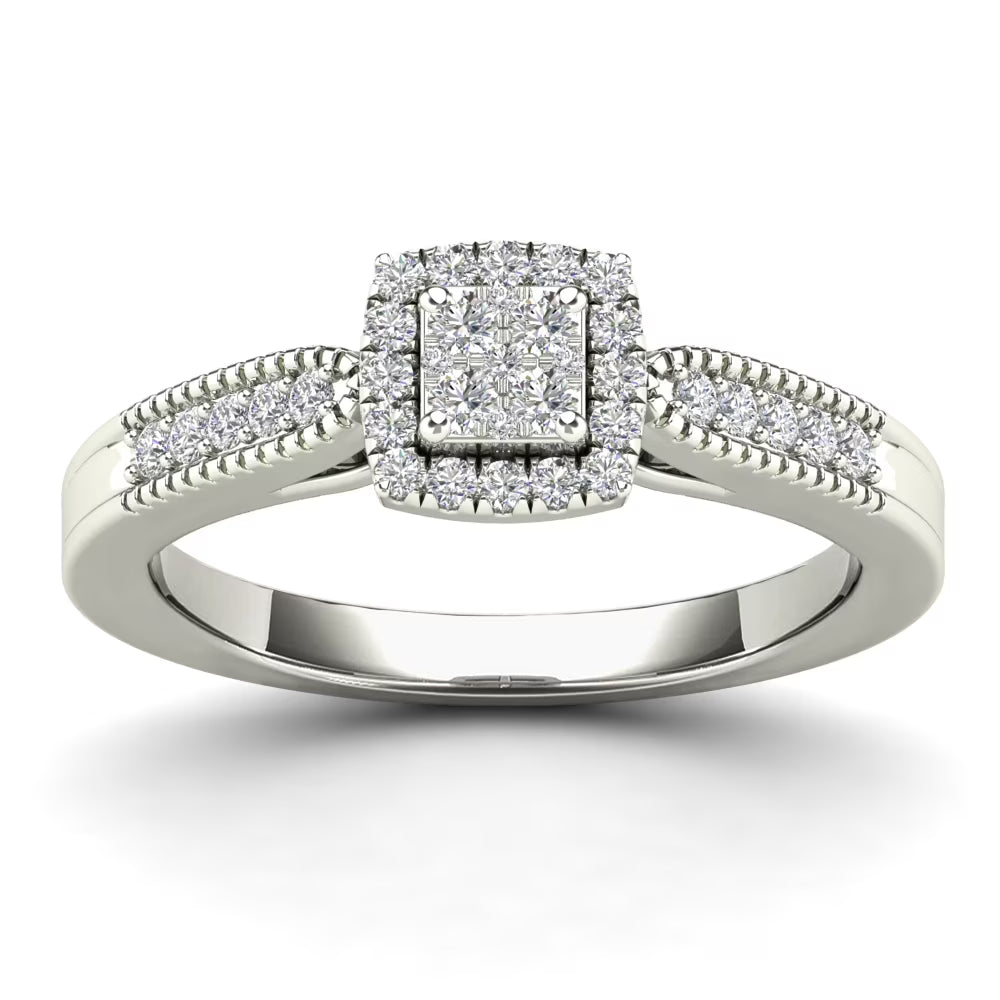 10K White Gold Diamond Square Frame Engagement Ring P69237