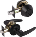 Matte Black 5 Pack Door Handle Lock Set with Double Keyed Deadbolt U3452