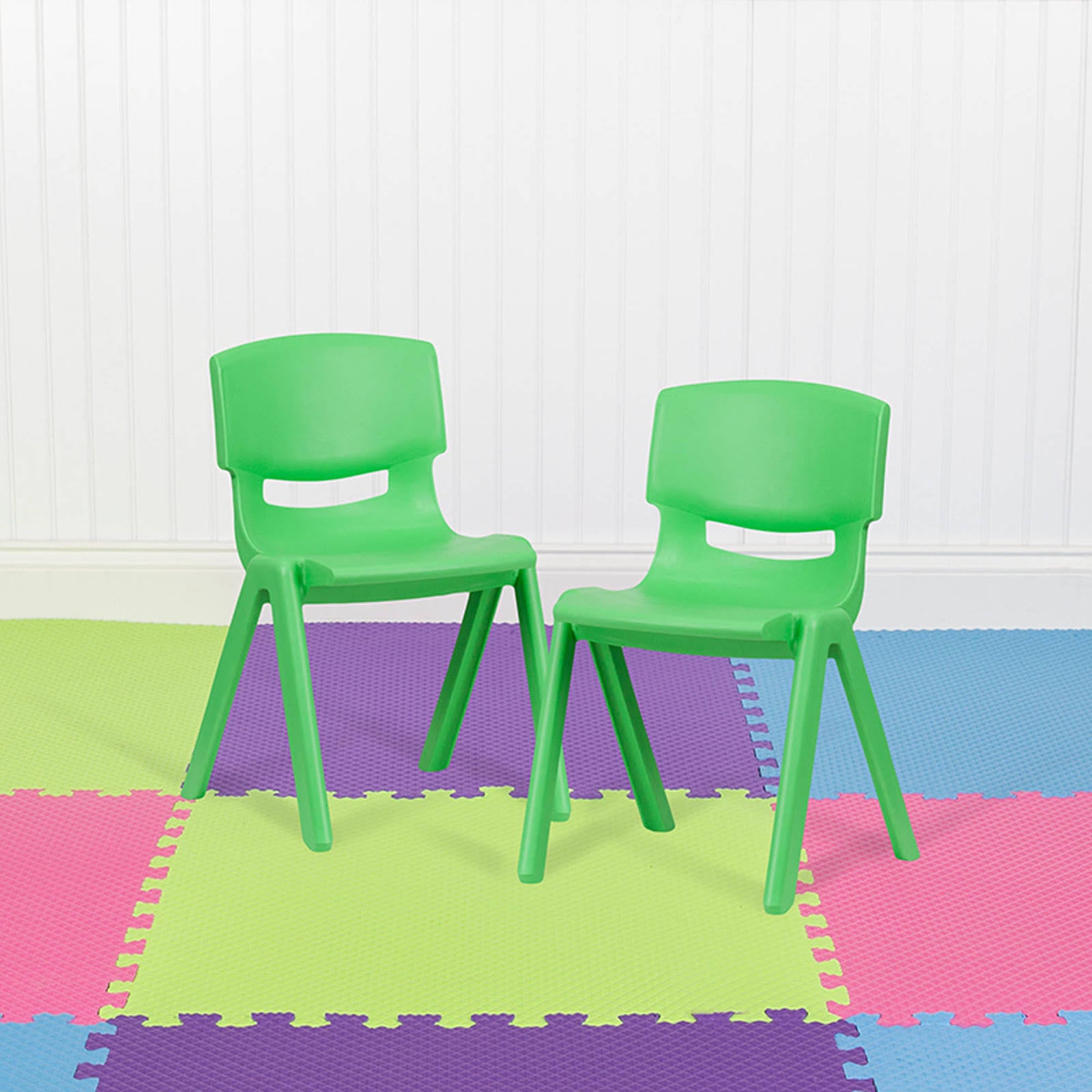 Green Plastic Stackable School Chair, 2 Pack M9430