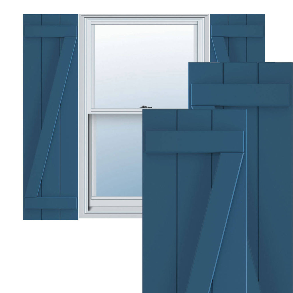 16 1/8x22W x 69x22H PVC Three Board Joined Board-n-Batten Shutters Y212239