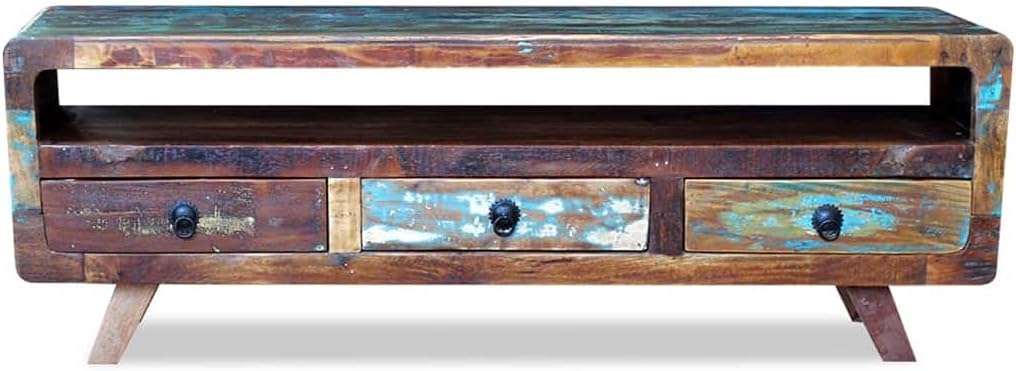 TV Cabinet with 3 Drawers Solid Reclaimed Wood M7050