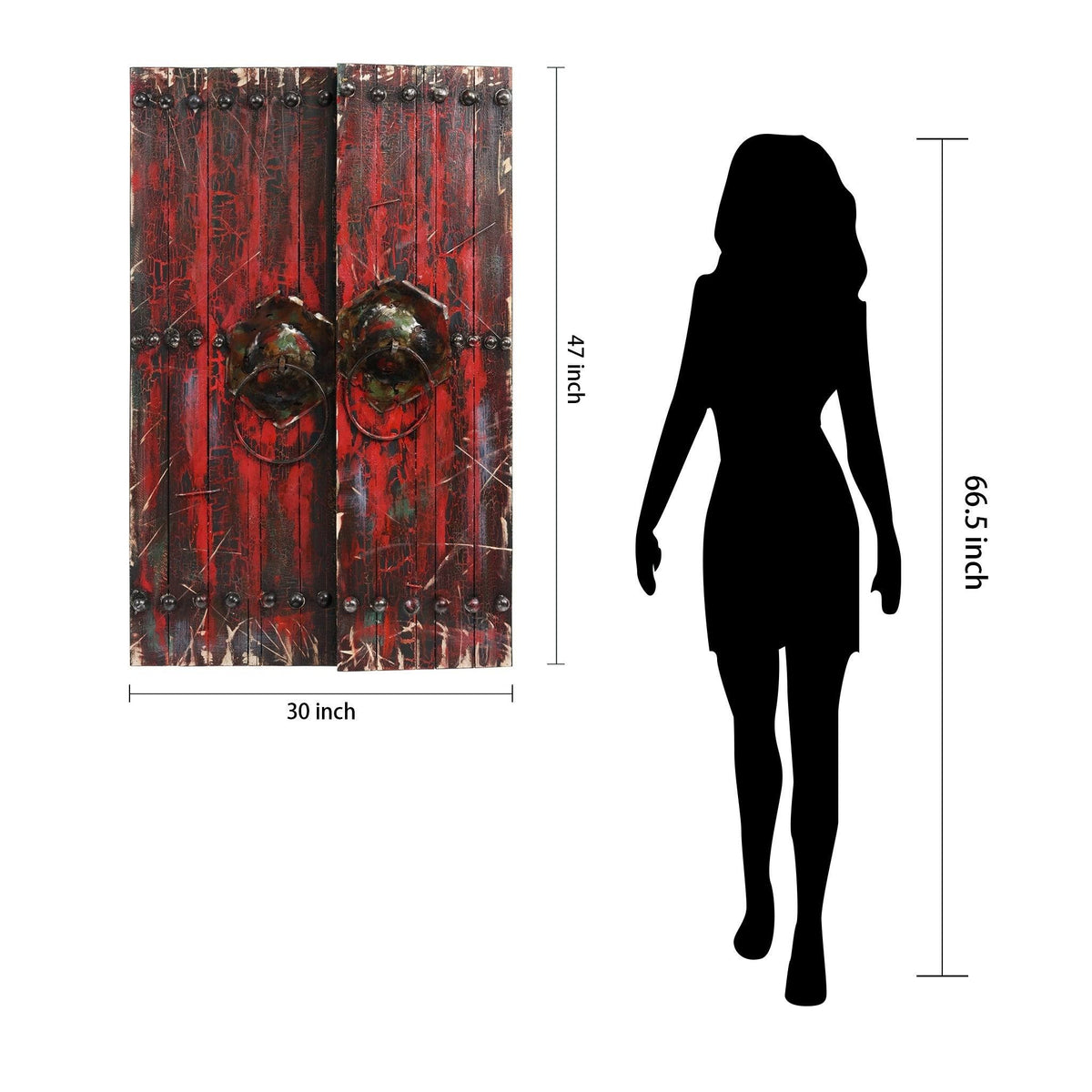 Antique Wooden Doors Mixed Media Hand Painted Iron Wall Art G39260