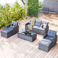 6-piece Wicker PE Rattan Patio Outdoor Dining Conversation Sectional Set with Coffee Table J781861