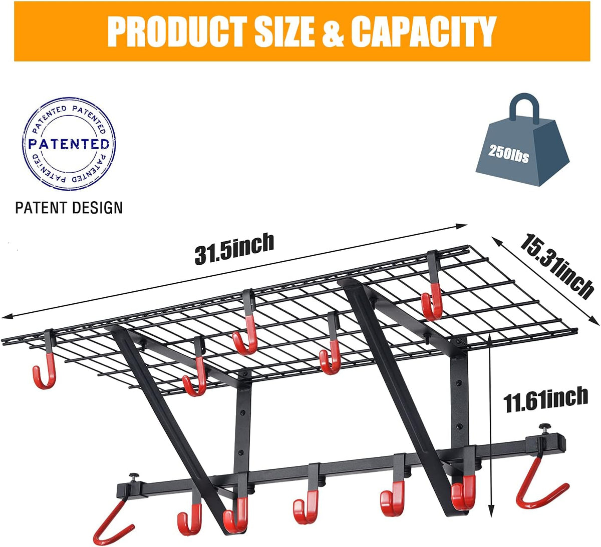 Garage Wall Shelving 1 Pack with Vertical Bike Hanger, Powder Coated Steel T36118