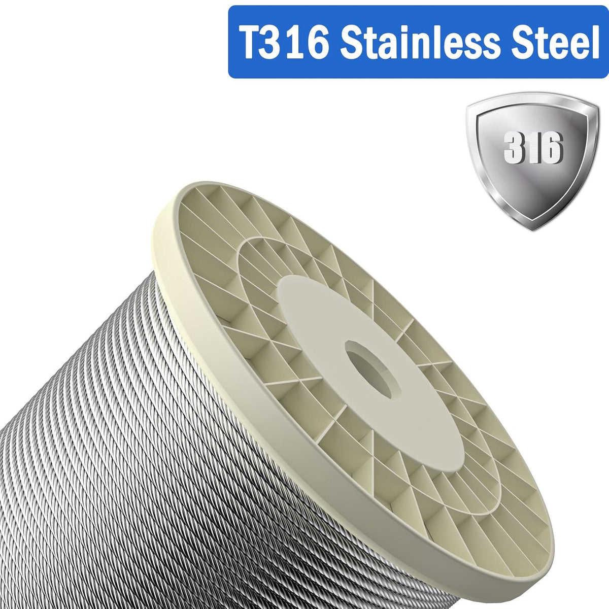 1/8 316 Stainless Steel Cable, 800FT, 7 x 7 Strands Construction L1065