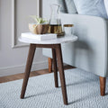 Dark Brown White Faux Carrara Marble Nightstand K908147