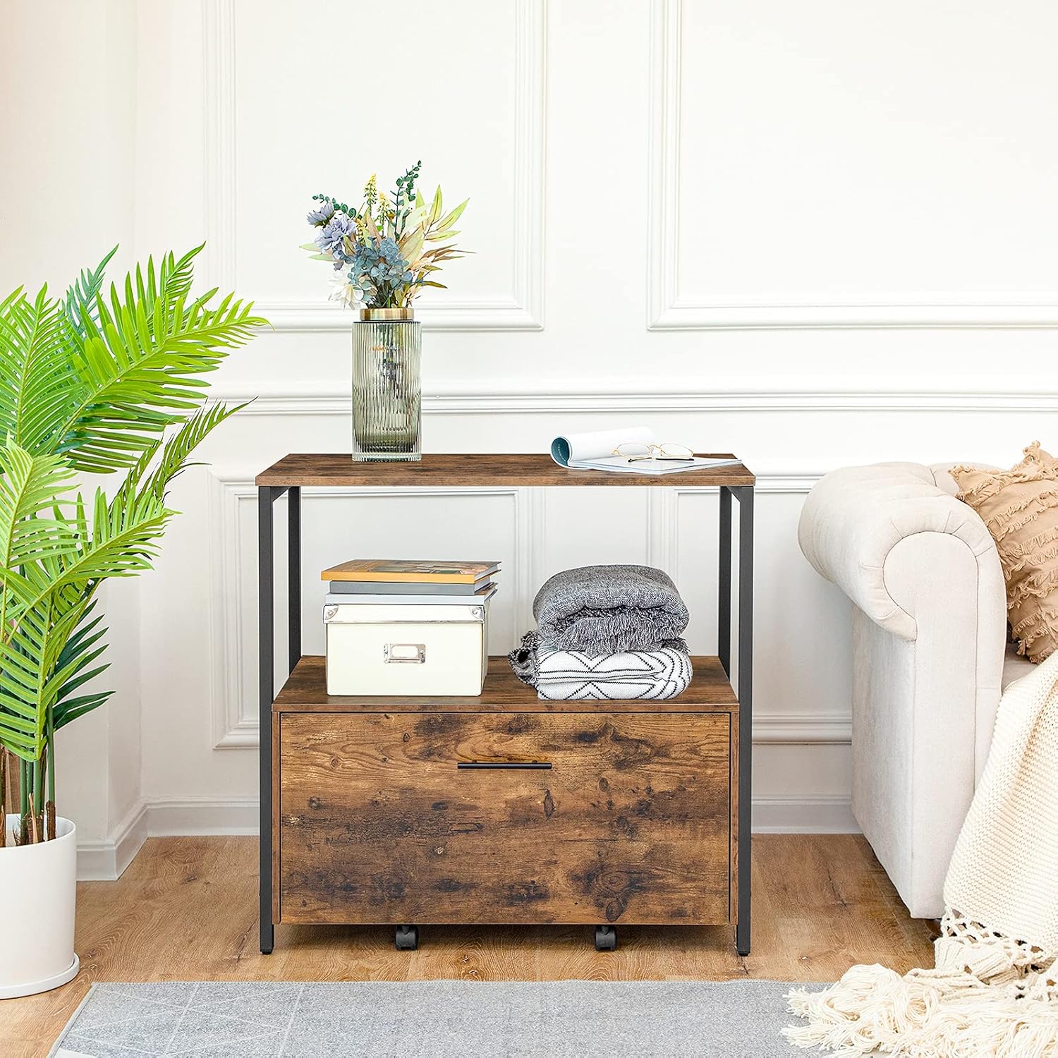 Rustic Brown Lateral File Cabinet with Storage Shelves Z185045