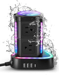 Power Strip Tower with 6 Outlets and 3 USB Ports, 2000J 1875W 6ft Extension Cord, Pack of 2 E364