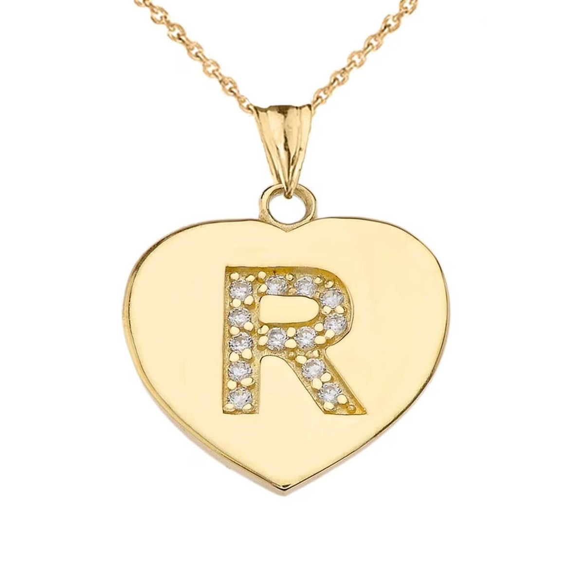 14K Yellow Gold Heart Pendant Necklace with 18" Chain Z78717
