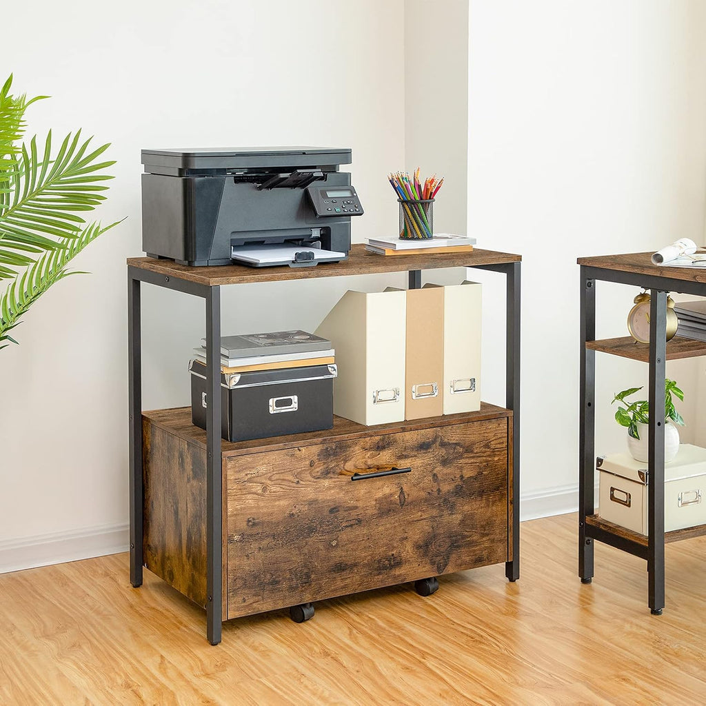 Rustic Brown Lateral File Cabinet with Storage Shelves Z185045