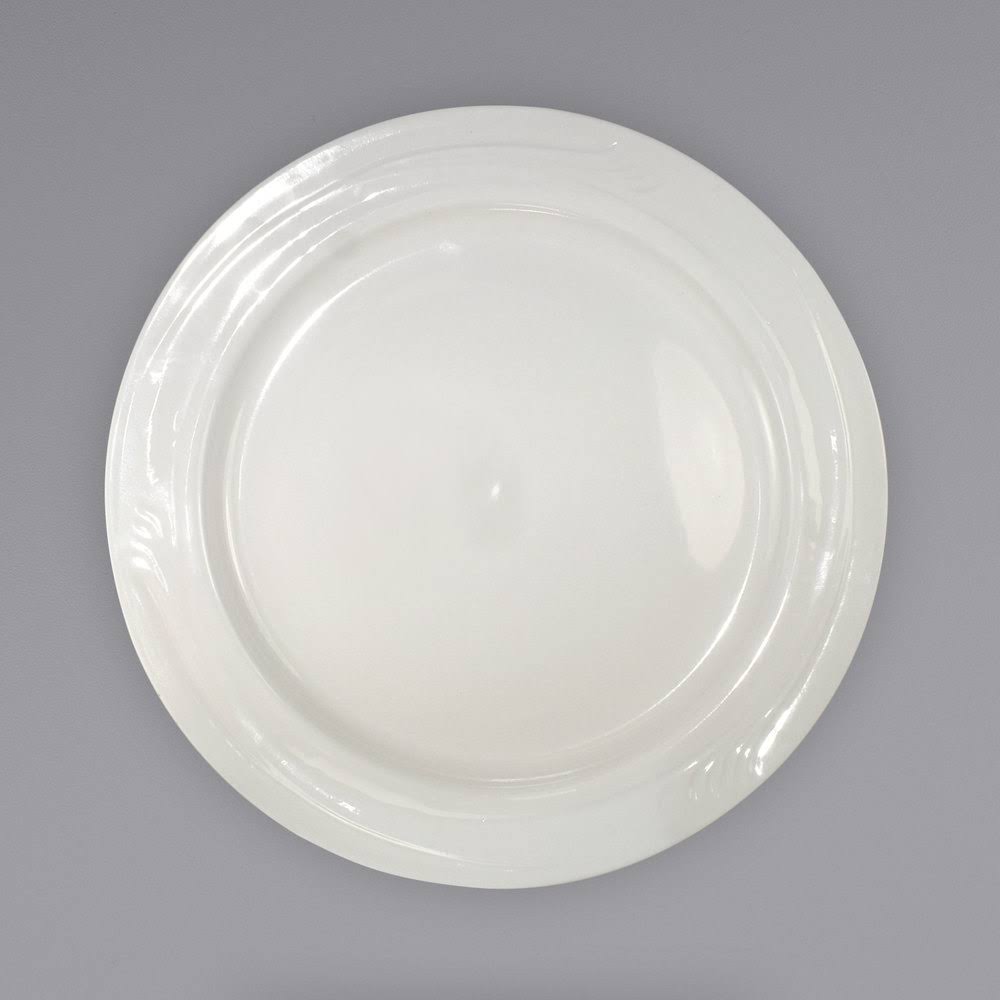 Ivory Embossed Stoneware Plate - 12/Case O7460