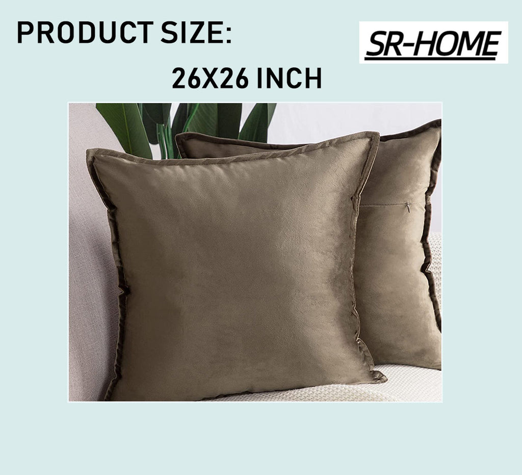 Set of 2 Velvet Decorative Throw Pillow Covers with Fringe Cushion Case I5868