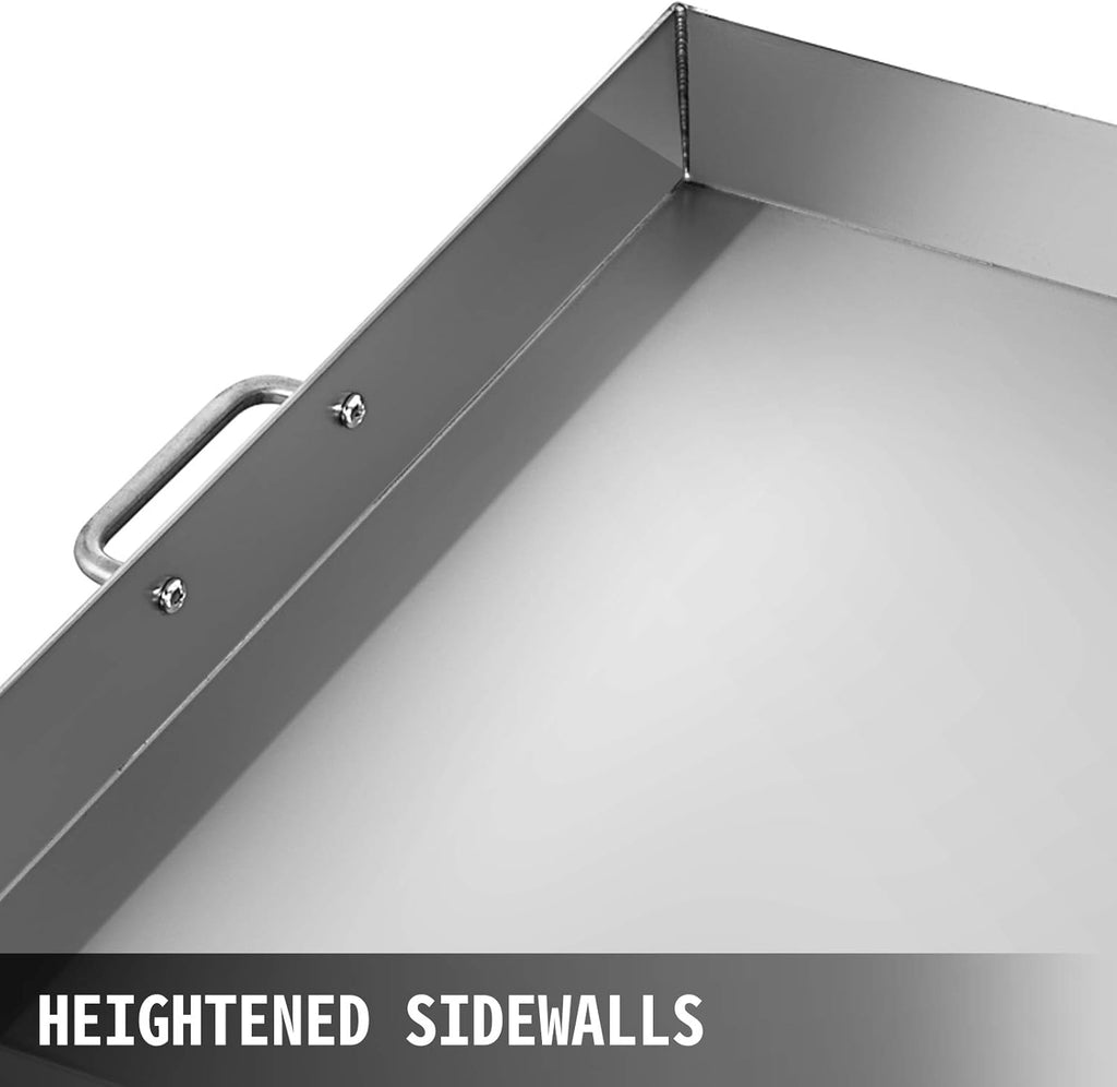 Stainless Steel Griddle 32 X 17 Flat Top Rectangular Plate with 2 Handles and Grease Groove R9424