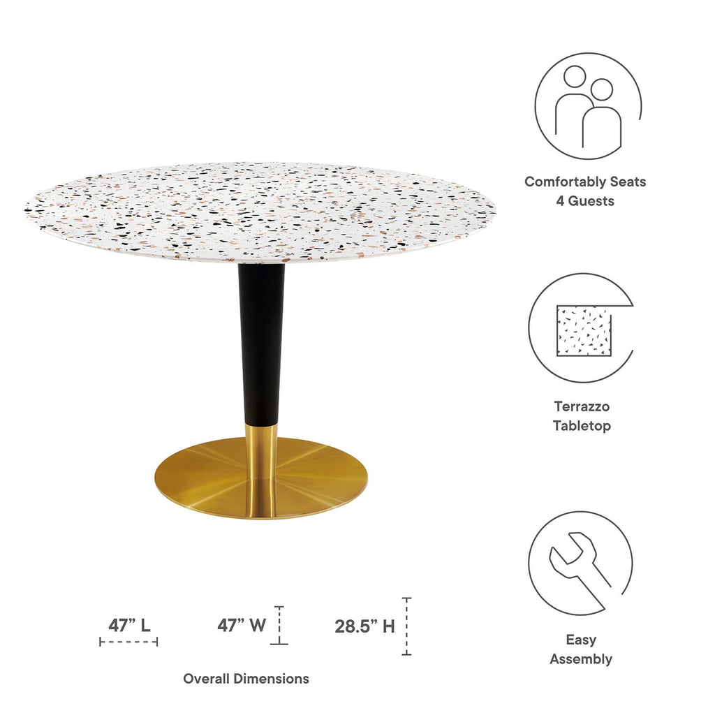 White Gold Round Wood Metal Dining Table Y255184