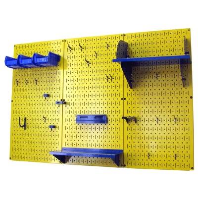 Yellow Metal Pegboard Tool Storage Kit with Blue Accessories W9263