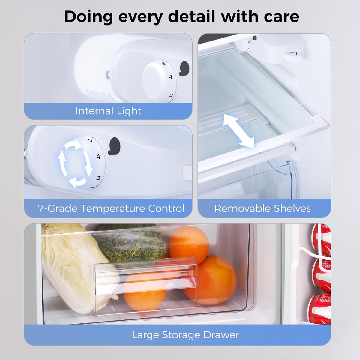 Retro Red 3.2 Cu.Ft Compact Double Door Mini Refrigerator with Freezer U3626