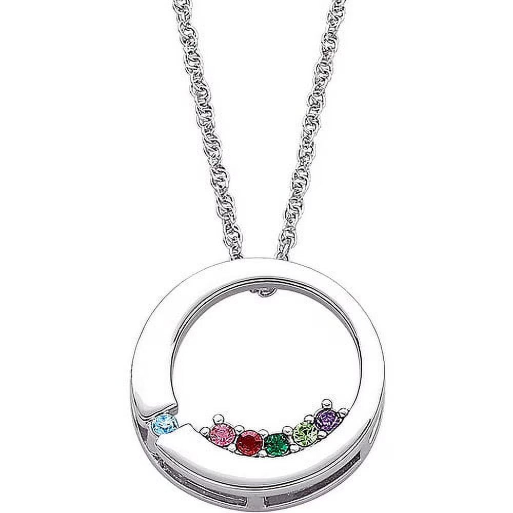 Sterling Silver Birthstone Circle Necklace S5486