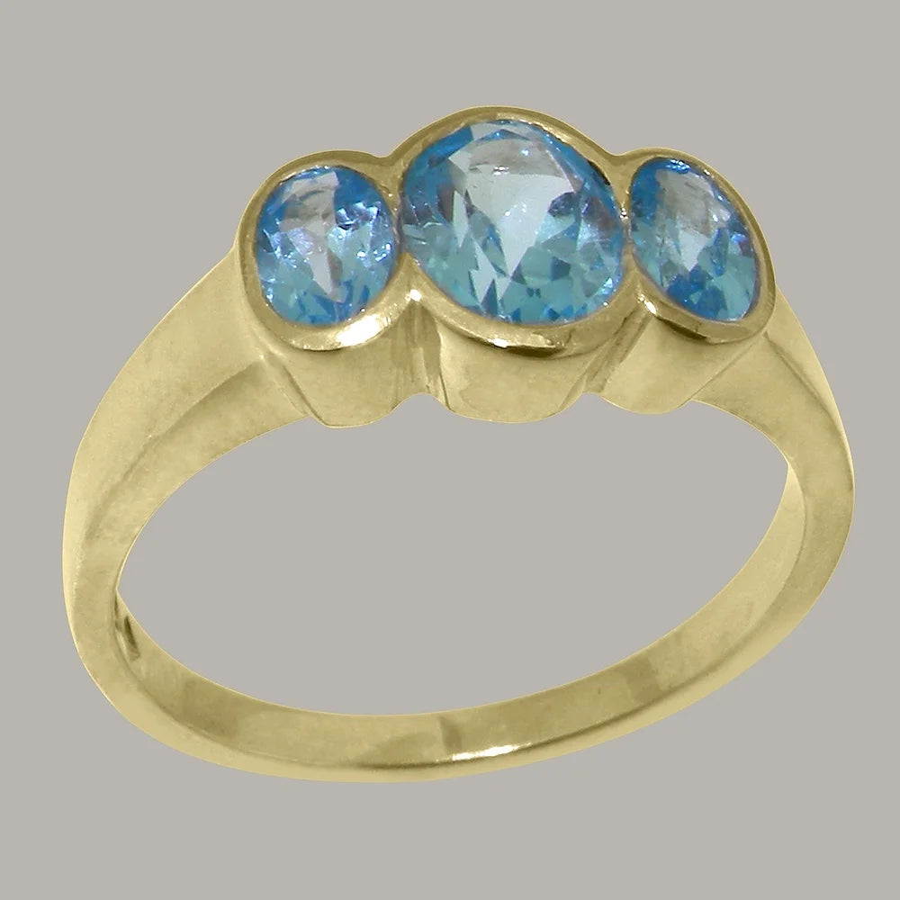 14k Yellow Gold Natural Blue Topaz Womens Ring M361