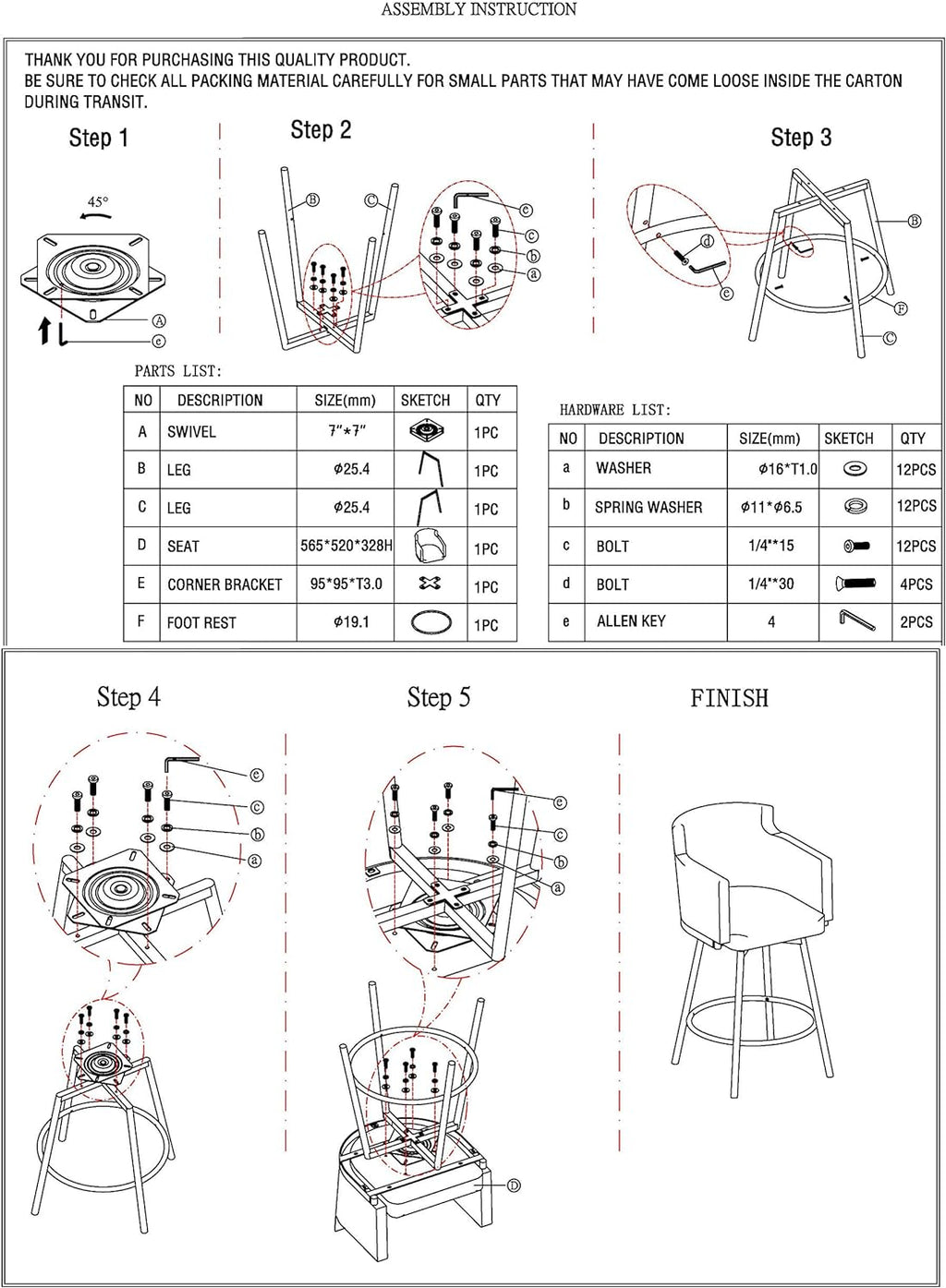 Gray Modern Club Counter Stool with Memory Swivel I768