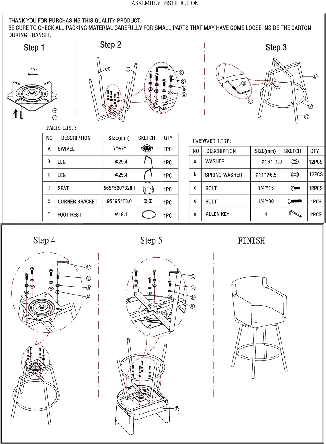 Gray Modern Club Counter Stool with Memory Swivel I768
