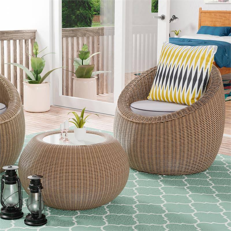 2-Piece Aluminum Patio Chair Set in Natural Brown V442