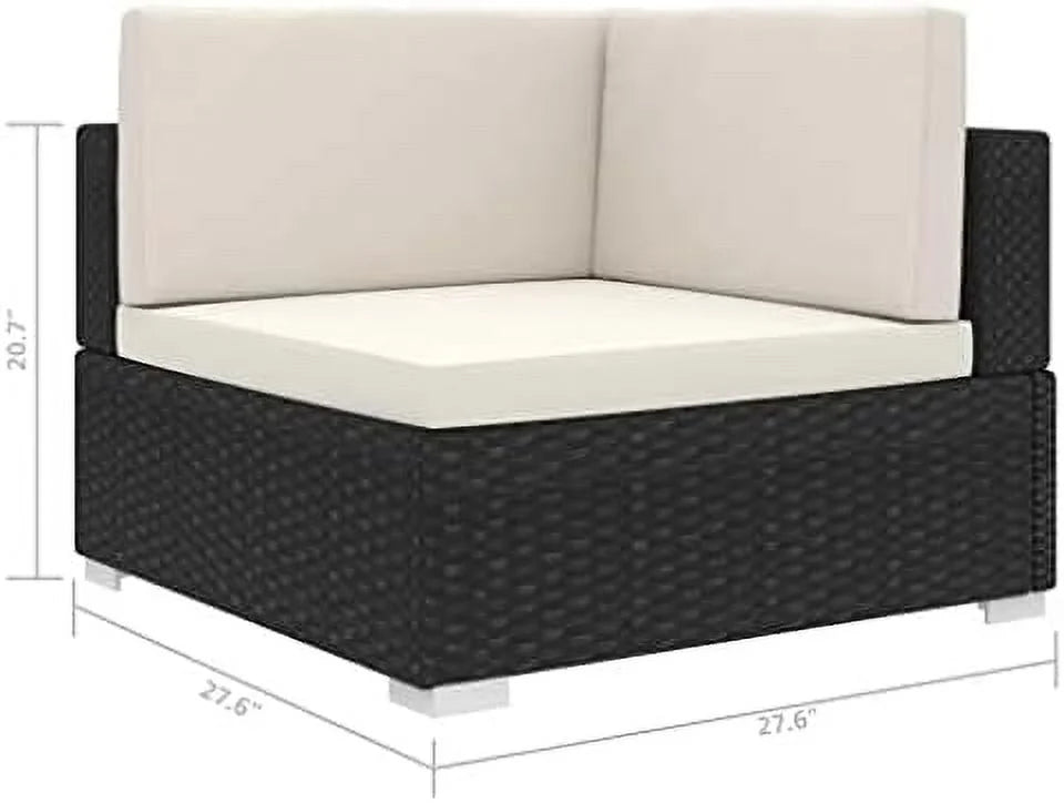 Gray Poly Rattan Sectional Corner Chair with Cushions H3387