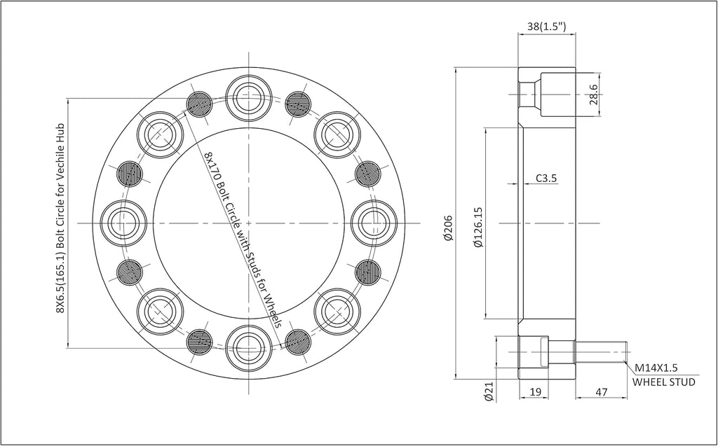 Forged Wheel Adapters 4pcs 1.5 inch 8 Lug S49928