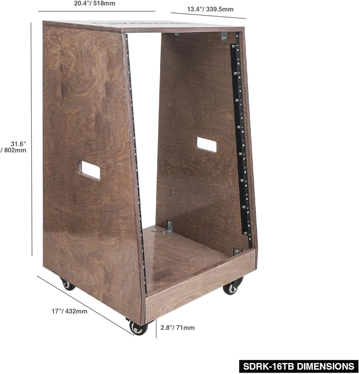 16U Plywood Studio Rack with Casters Y44580