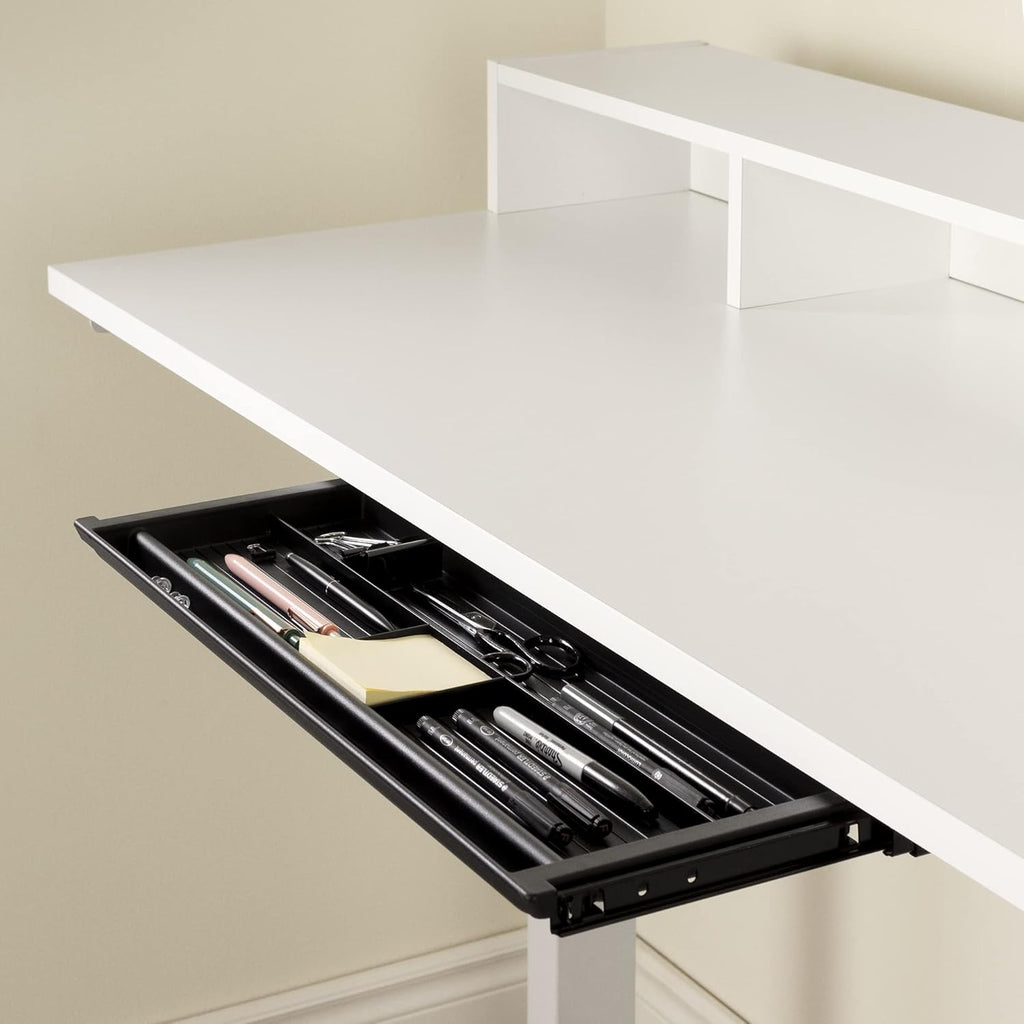 Pure White Adjustable Height Standing Desk with Built In Power Bar R137481