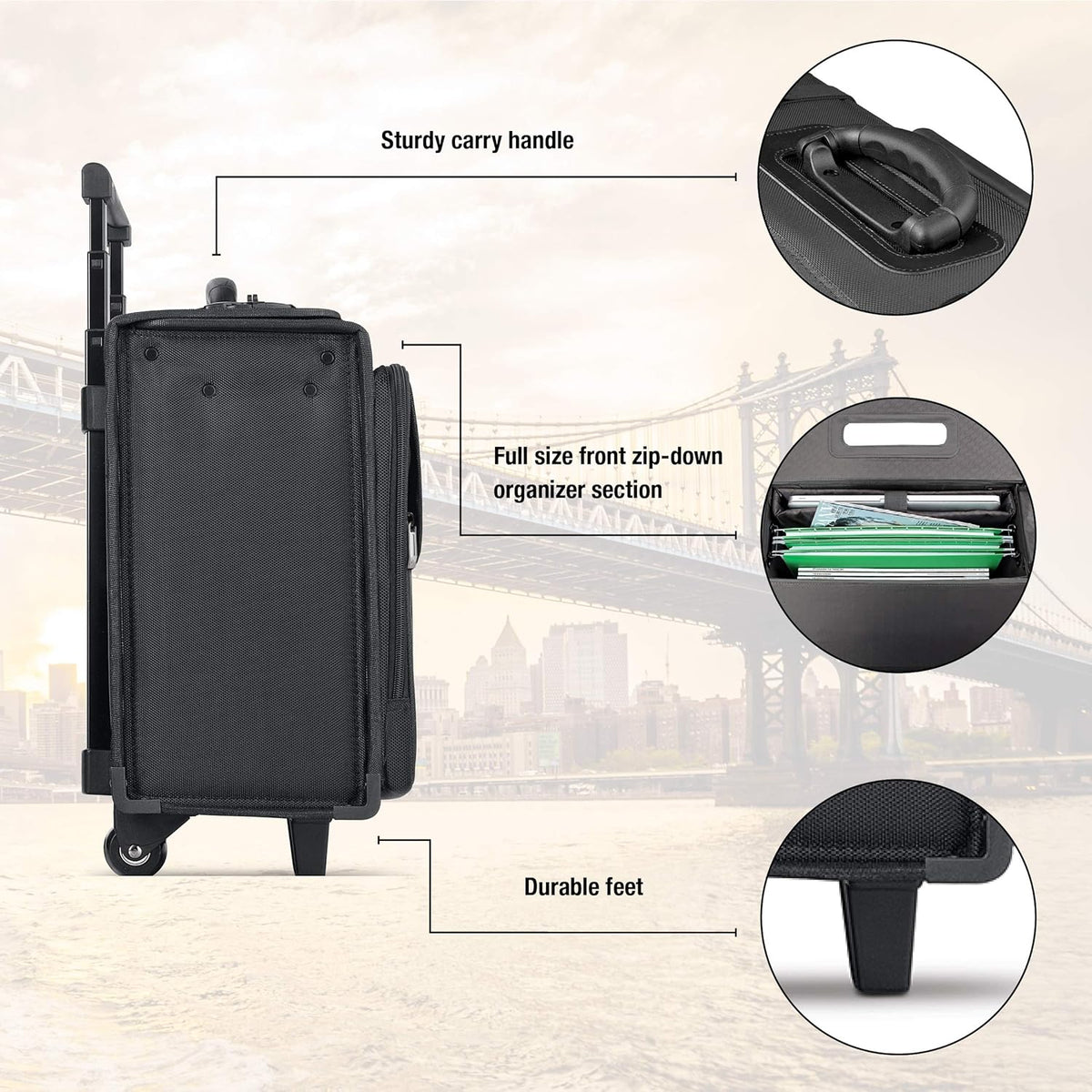 Black Rolling Hard Side Laptop Case M322