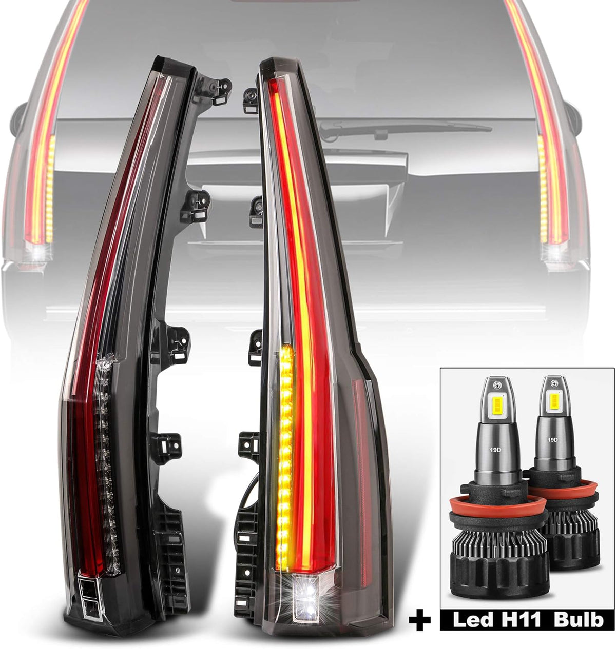 Set of 2 Red Clear LED Tail Lights Brake Lamp M9186
